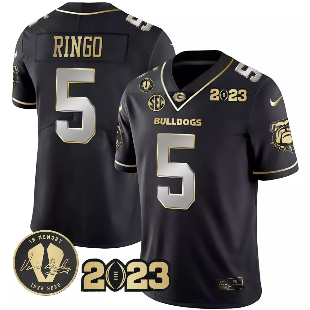 Kelee Ringo 5 Georgia Bulldogs Jersey Black In Memory Vince Dooley 1932-2022 2023
