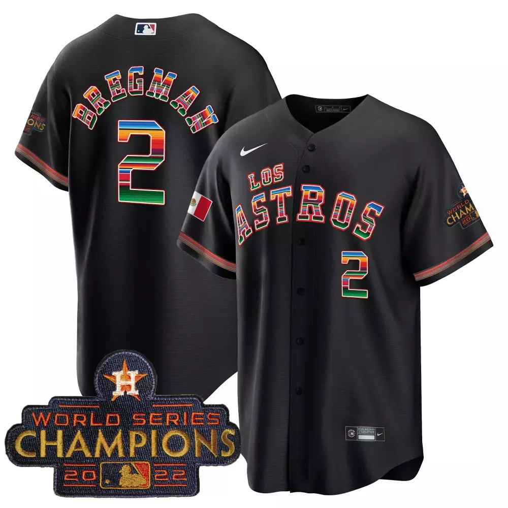 Alex Bregman 2 Houston Astros Jersey Black Los World Series Champions 2022 Men White