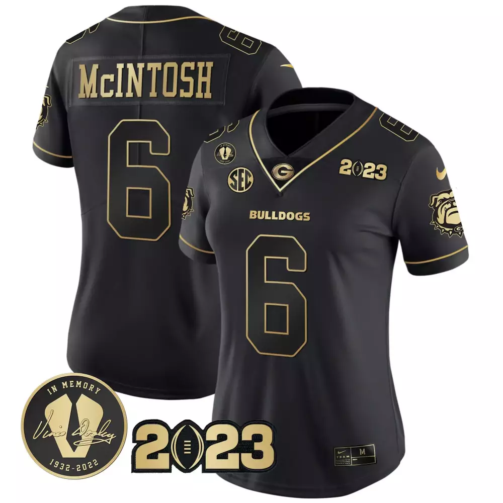 Kenny Mcintosh 6 Georgia Bulldogs Jersey Black Vince Dooley Memory 2023 Women Gold