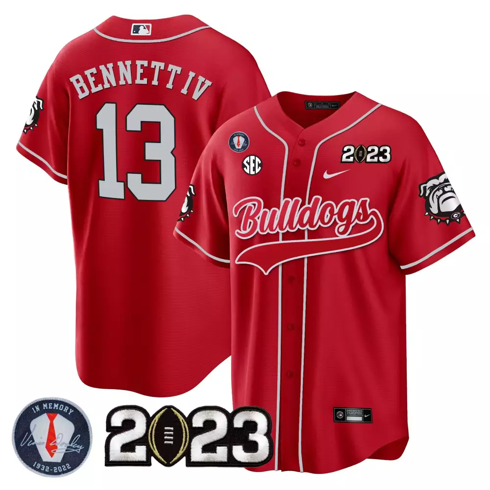 Stetson Bennett 13 Jersey Red National Championship Georgia Bulldogs College Football Playoff Memory 1932-2022 2023