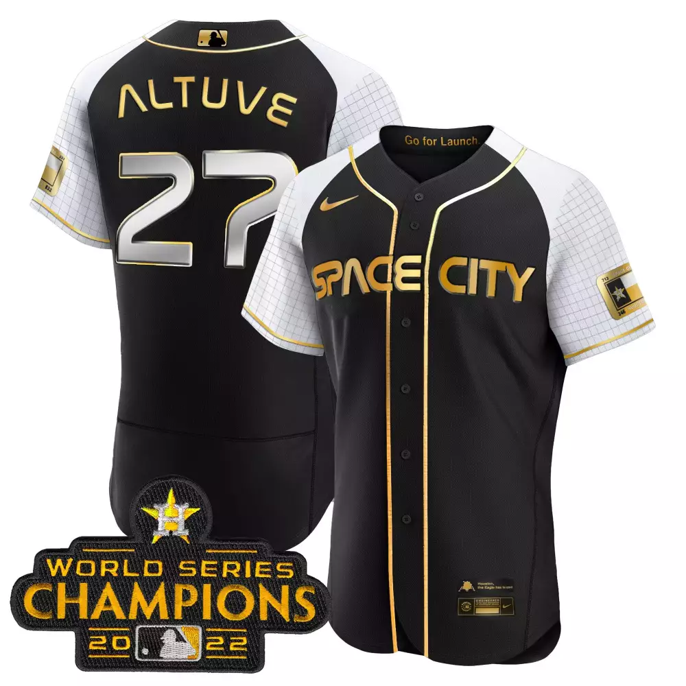 Altuve Space 27 Houston Astros Jersey Black World Series Champions 2022 Star Men