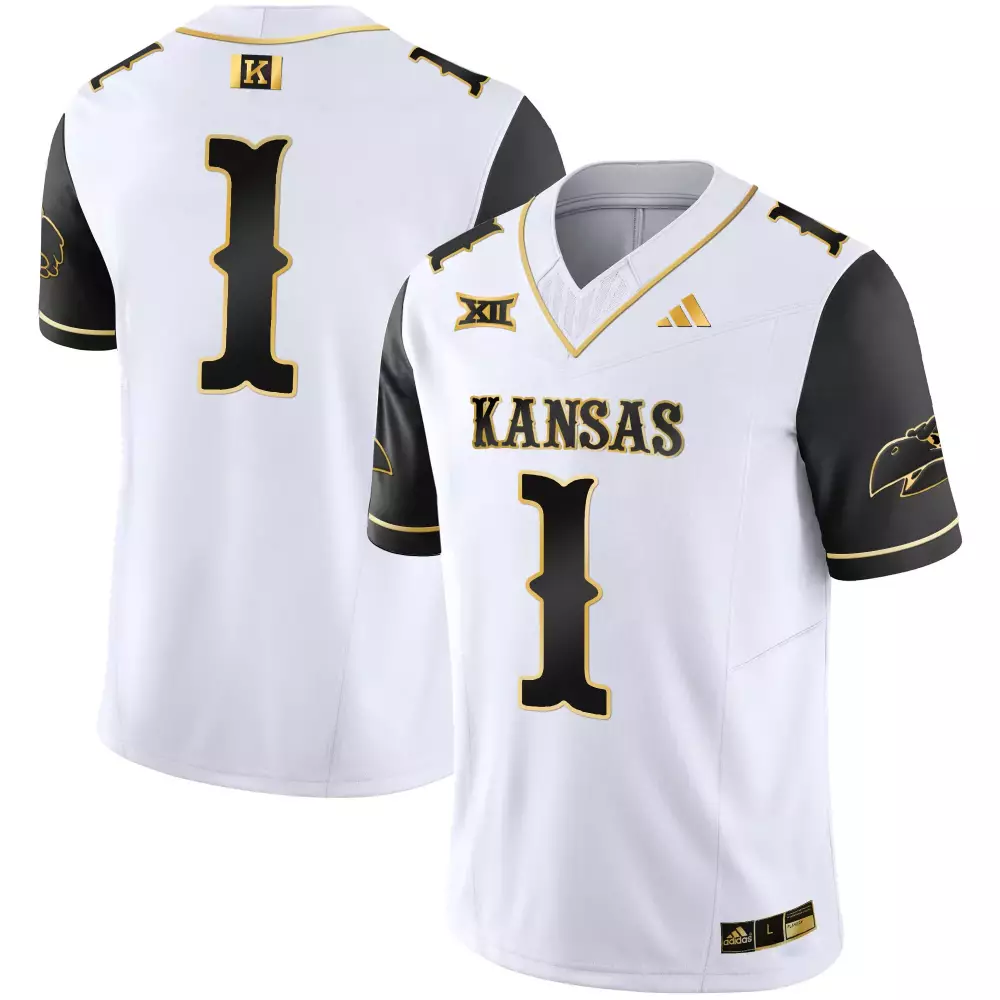 I 1 Kansas Jersey White Adidas Big Men Black Gold Vapor All Stitched