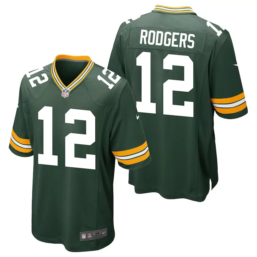 Aaron Rodgers 12 Jersey Green Bay Packers Men Authentic White Gold All Stitched Vapor