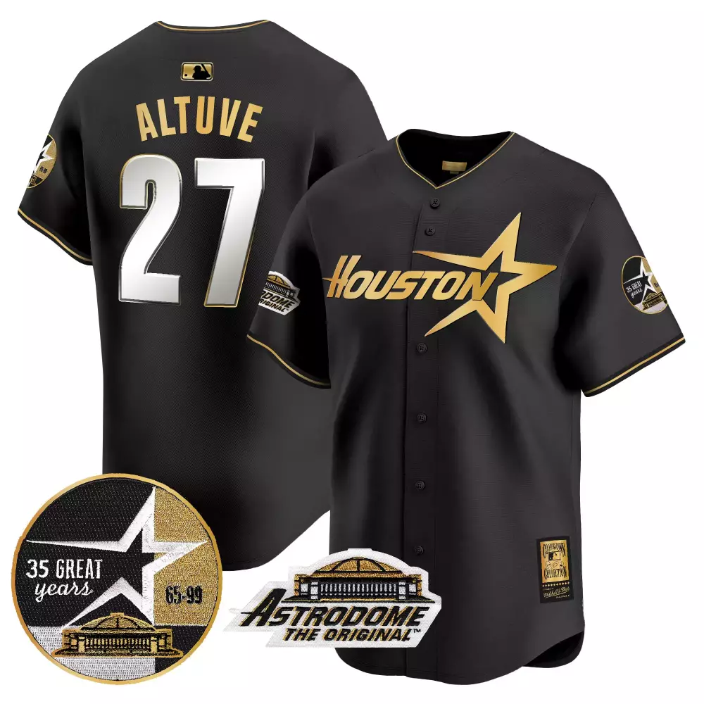 Jose Altuve 27 Houston Astros Jersey Black Astrodome 35th Anniversary 35 Great Years Original 2023