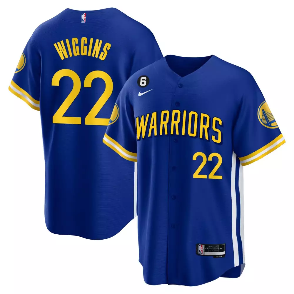 Wiggins 22 Warriors Jersey Blue Men Yellow White All Stitched Vapor