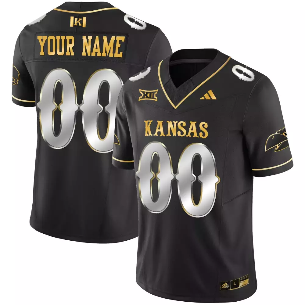 Custom Kansas Jayhawks Jersey Black Big Men Gold Silver Limited Vapor All Stitched
