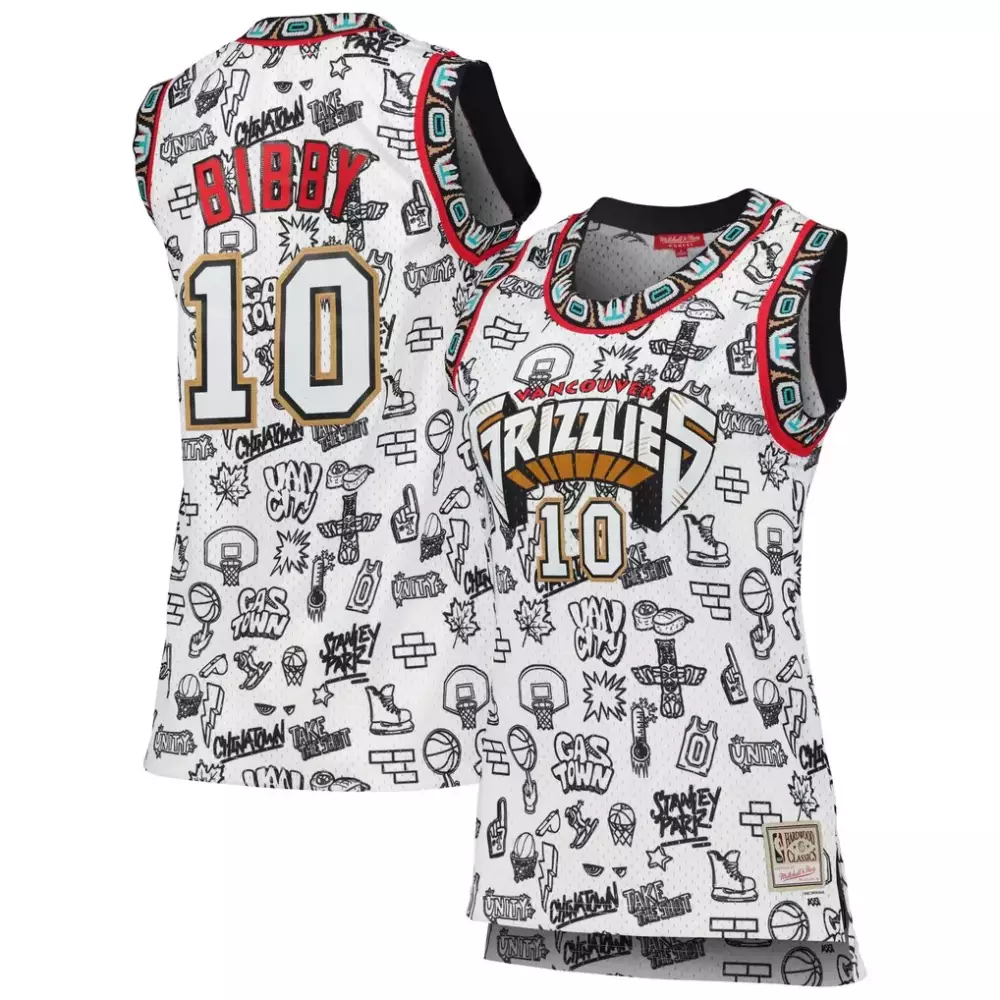 Mike Bibby 10 Grizzlies Jersey White Mitchell Ness Hardwood Classics Men Custom Design