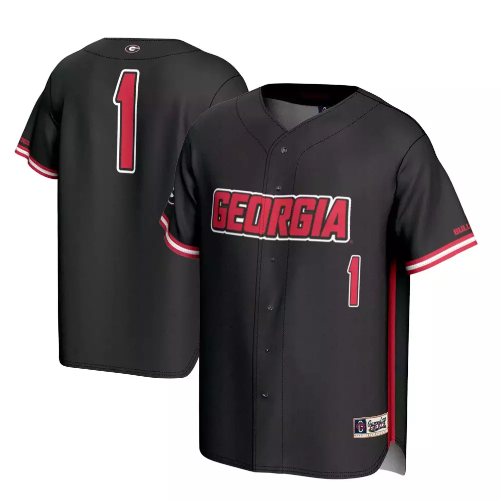 Custom Georgia 1 Jersey Black Men Red White All Stitched Vapor