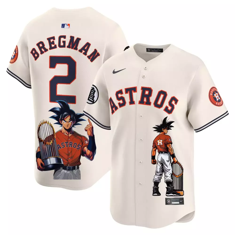 Alex Bregman 2 Astros Jersey White Dragon Ball Z Houston Star Character Men Navy