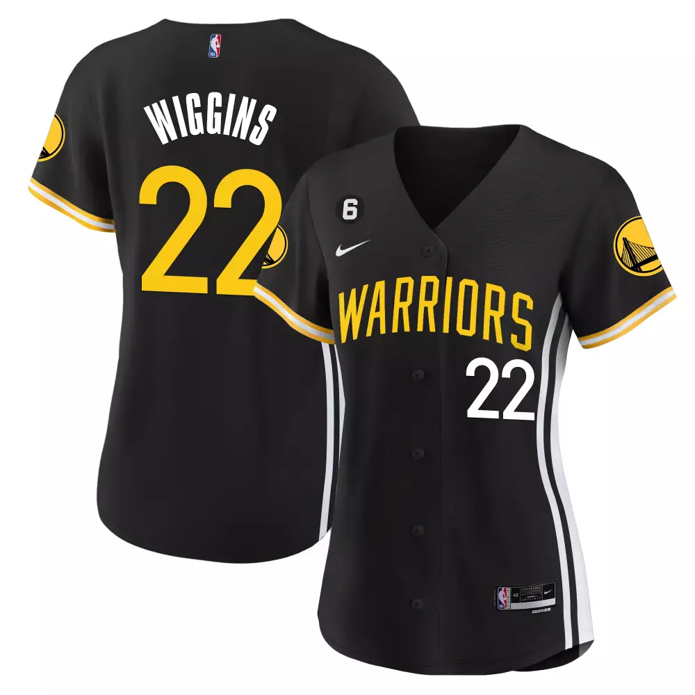 Wiggins 22 Warriors Jersey Black Men Gold White All Stitched Vapor