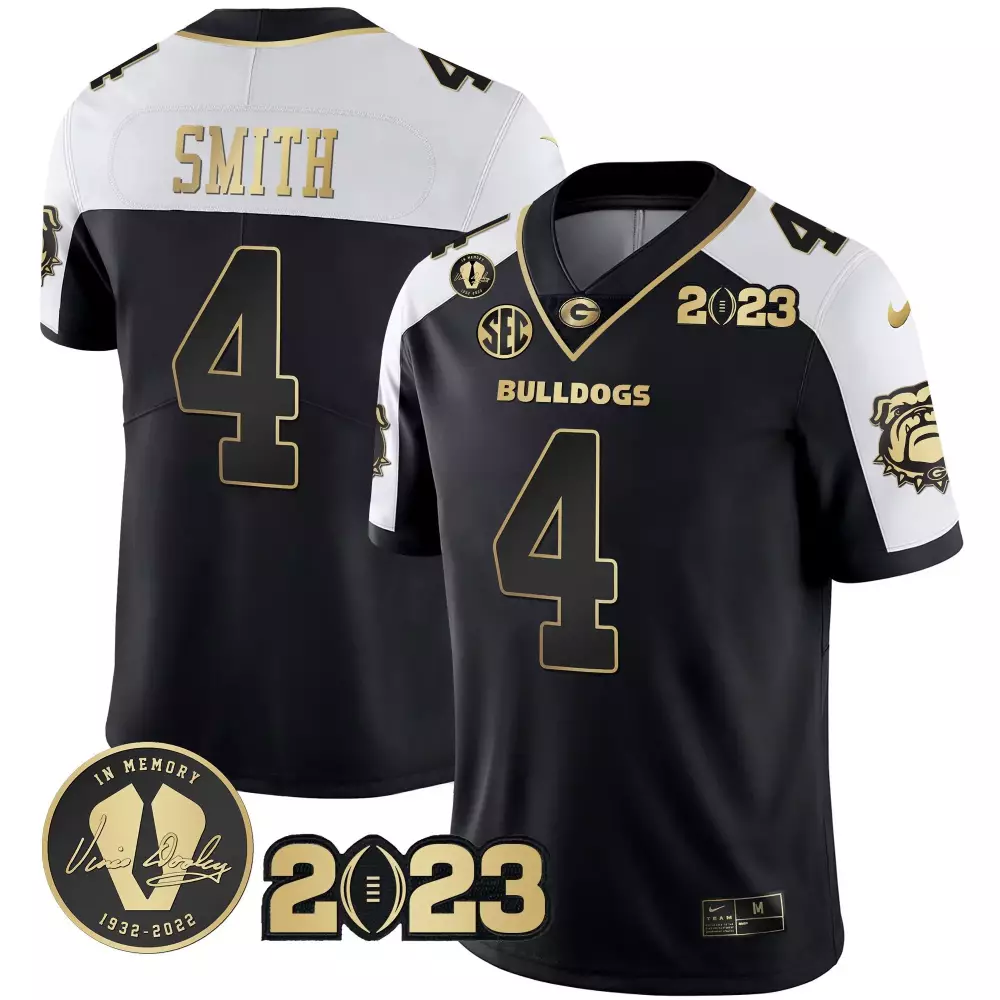 Nolan Smith 4 Georgia Bulldogs Jersey Black 2023 Season Vince Dooley Memorial Men