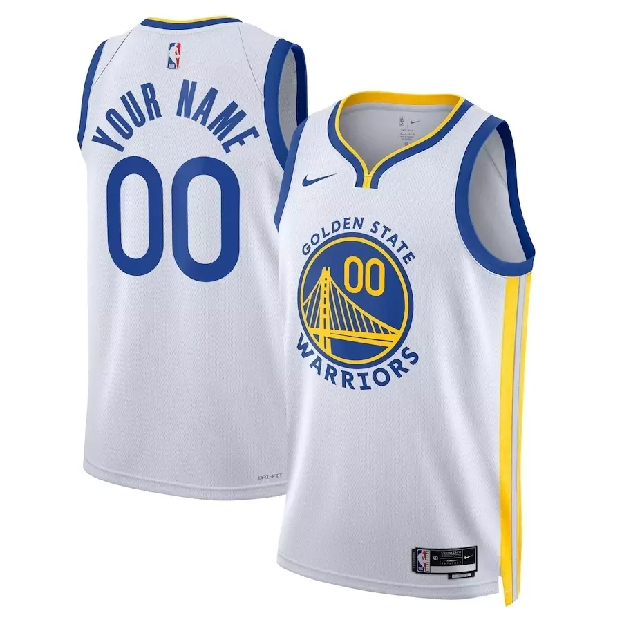 Custom Golden State Warriors Jersey White Men Blue Yellow All Stitched