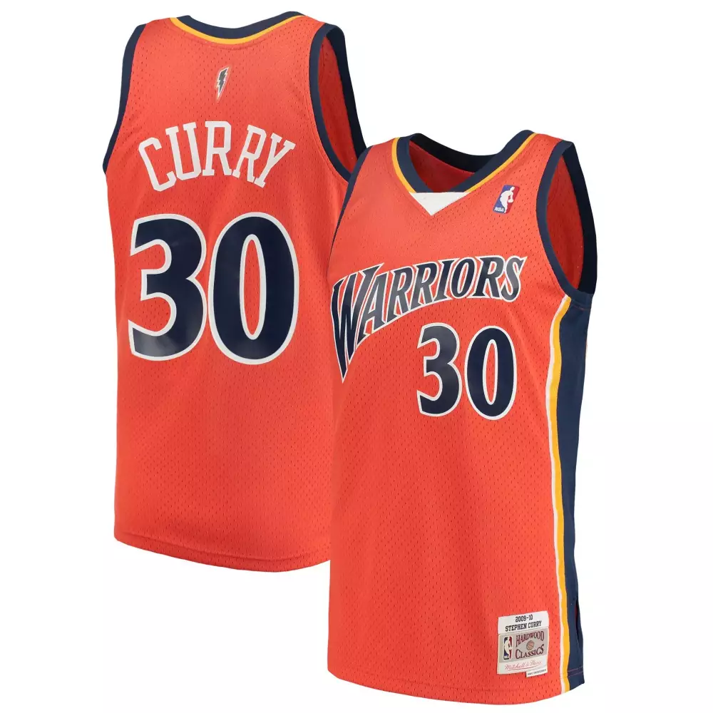 Stephen Curry 30 Warriors Jersey Orange 2009-10 Mitchell Ness Hardwood Classics Men