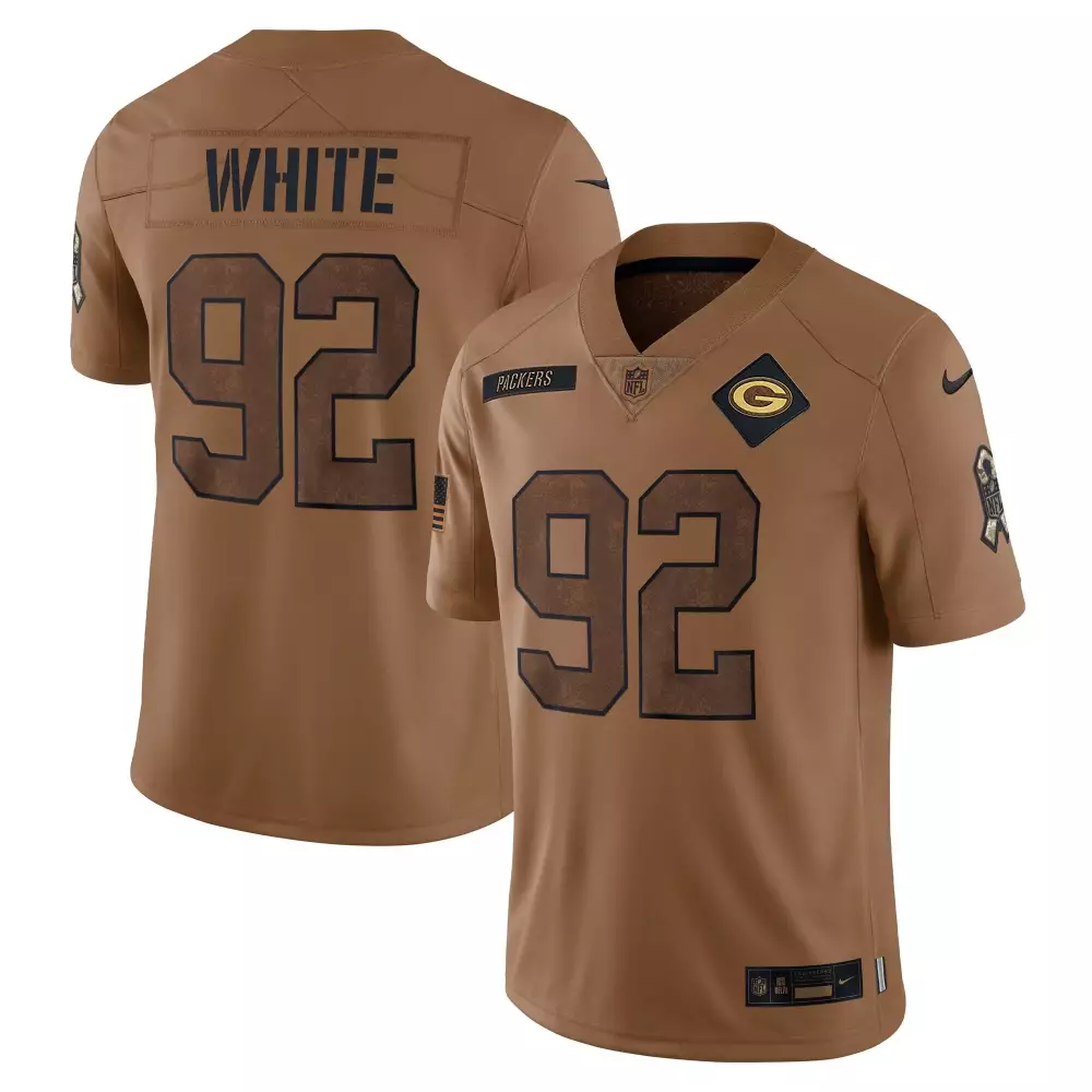 White 92 Packers Jersey Brown Breast Cancer Ribbon Men Alternate Dark Gold Limited