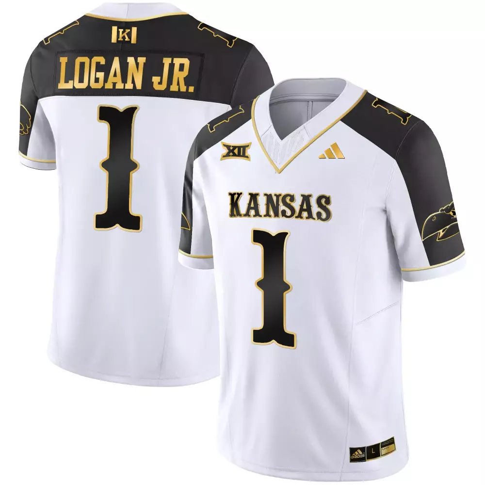 Kenny Logan Jr. 1 Kansas Jersey White Xii Men Split Design Black Gold Vapor All Stitched