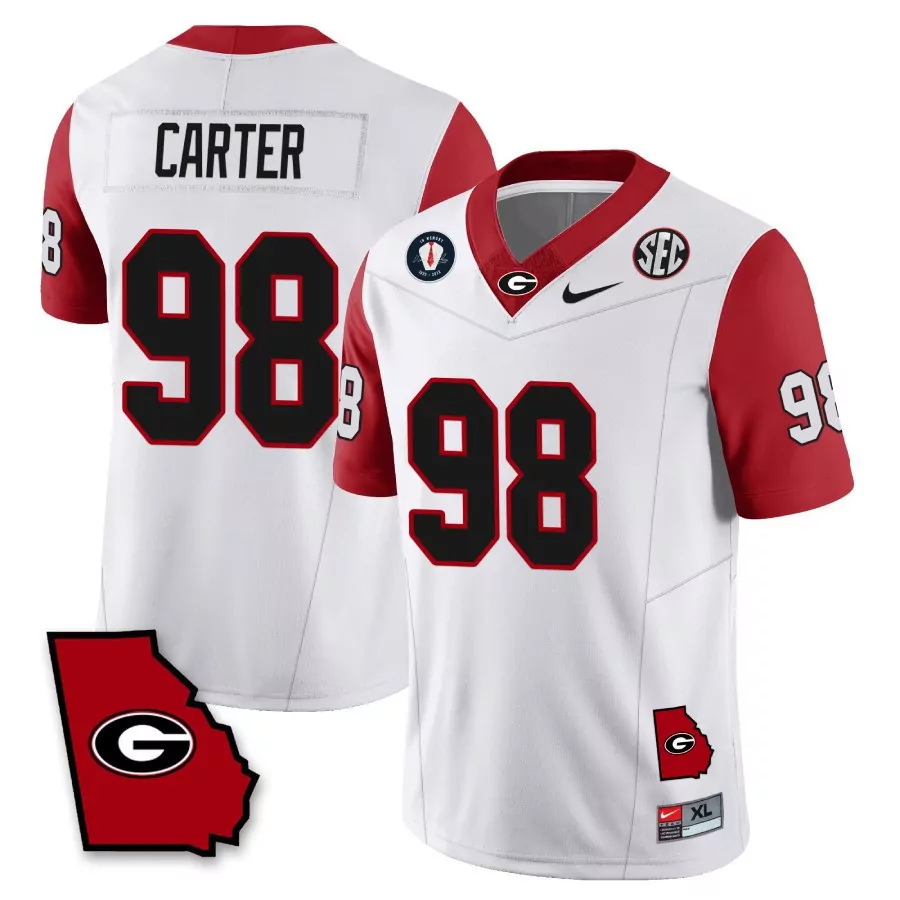 Jalen Carter 98 Georgia Bulldogs Jersey White National Championship 2021-2022 Men