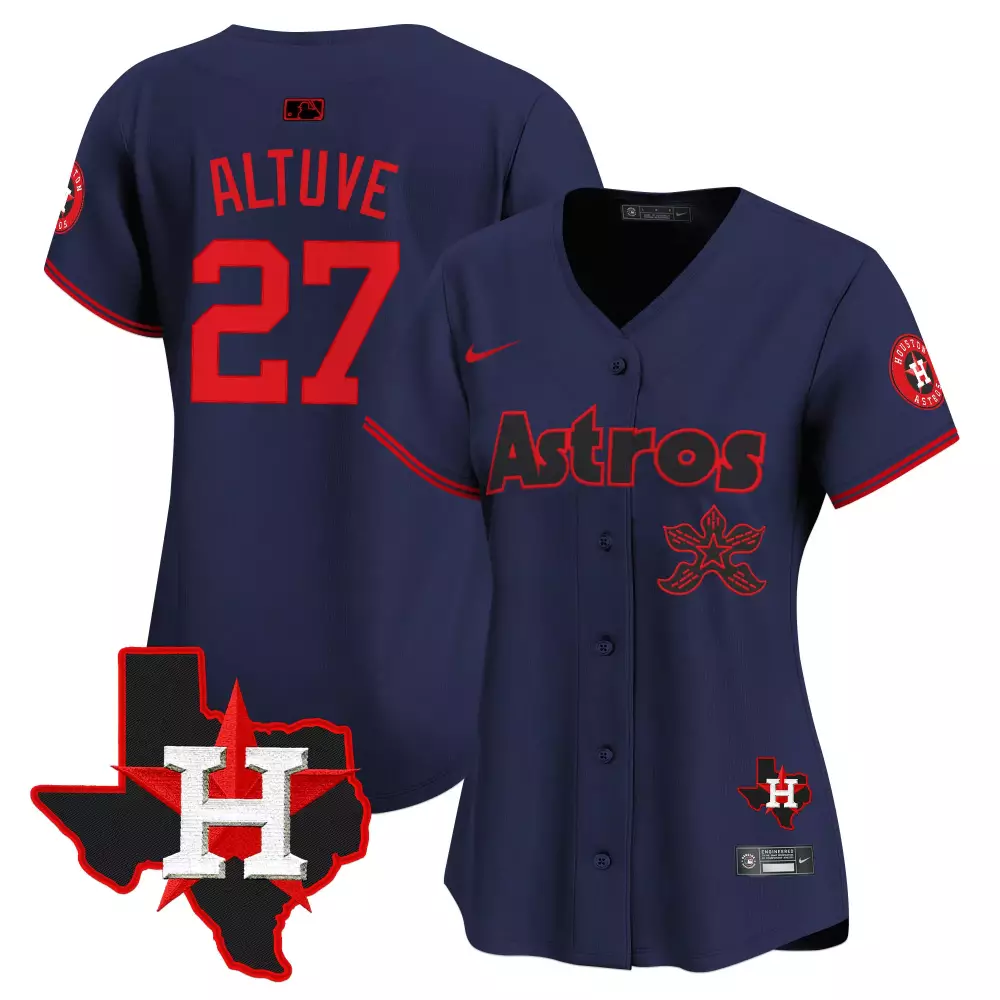 Jose Altuve 27 Astros Jersey Navy Texas Houston Men Red All Stitched Vapor