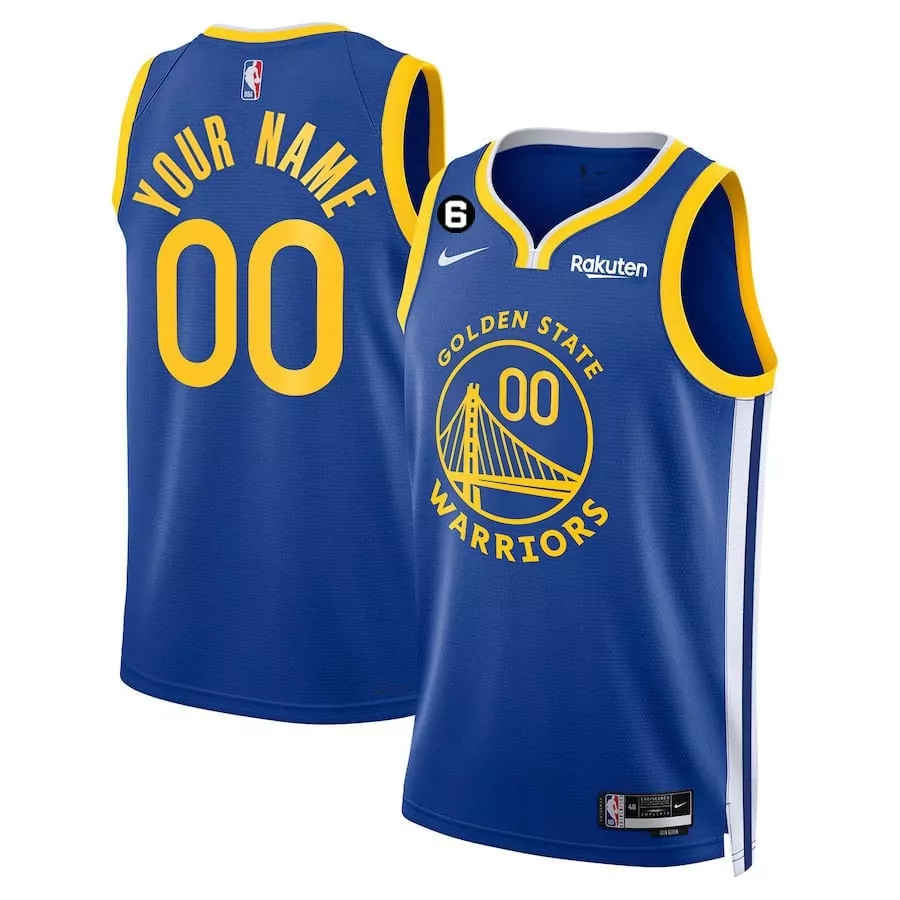 Custom Golden State Warriors Jersey Royal Blue Rakuten Men NBA Yellow White Vapor
