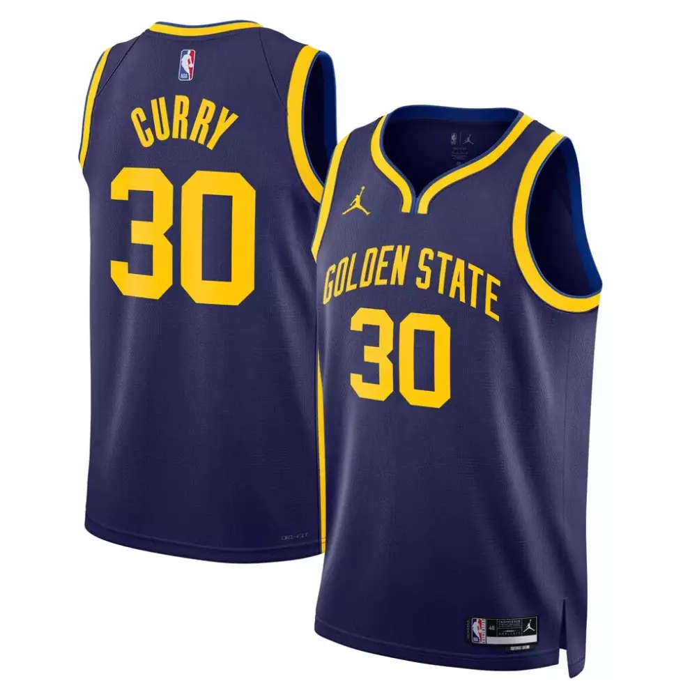 Stephen Curry 30 Golden State Jersey Navy Men Yellow Unisex Swingman