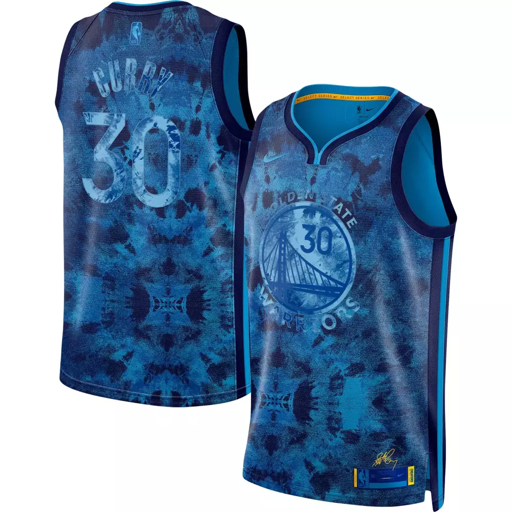 Stephen Curry 30 Jersey Blue Golden State Warriors Men Split Design Cyan Dark All