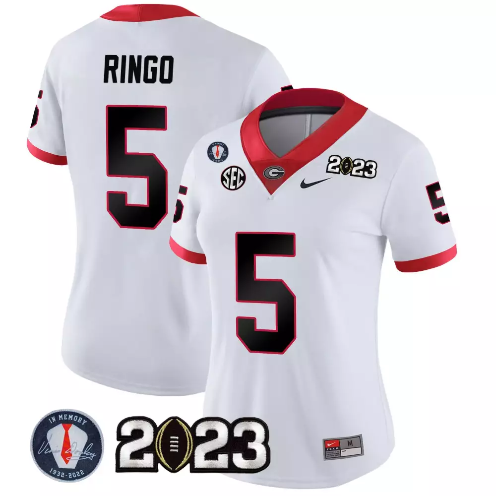Kelee Ringo 5 Georgia Bulldogs Jersey White National Championship Memory 1932-2022 2023
