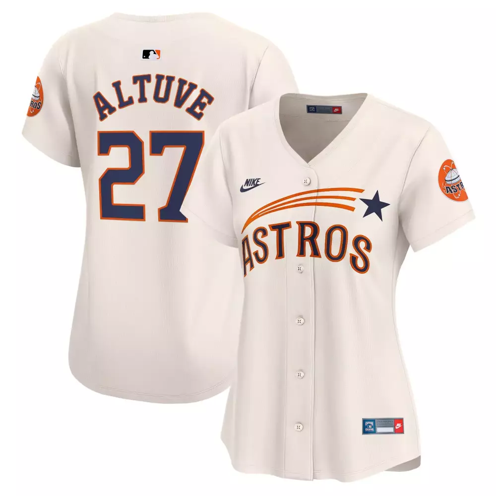 Jose Altuve 27 Astros Jersey White Women Orange Navy Vapor Stitched Limited Embroidered