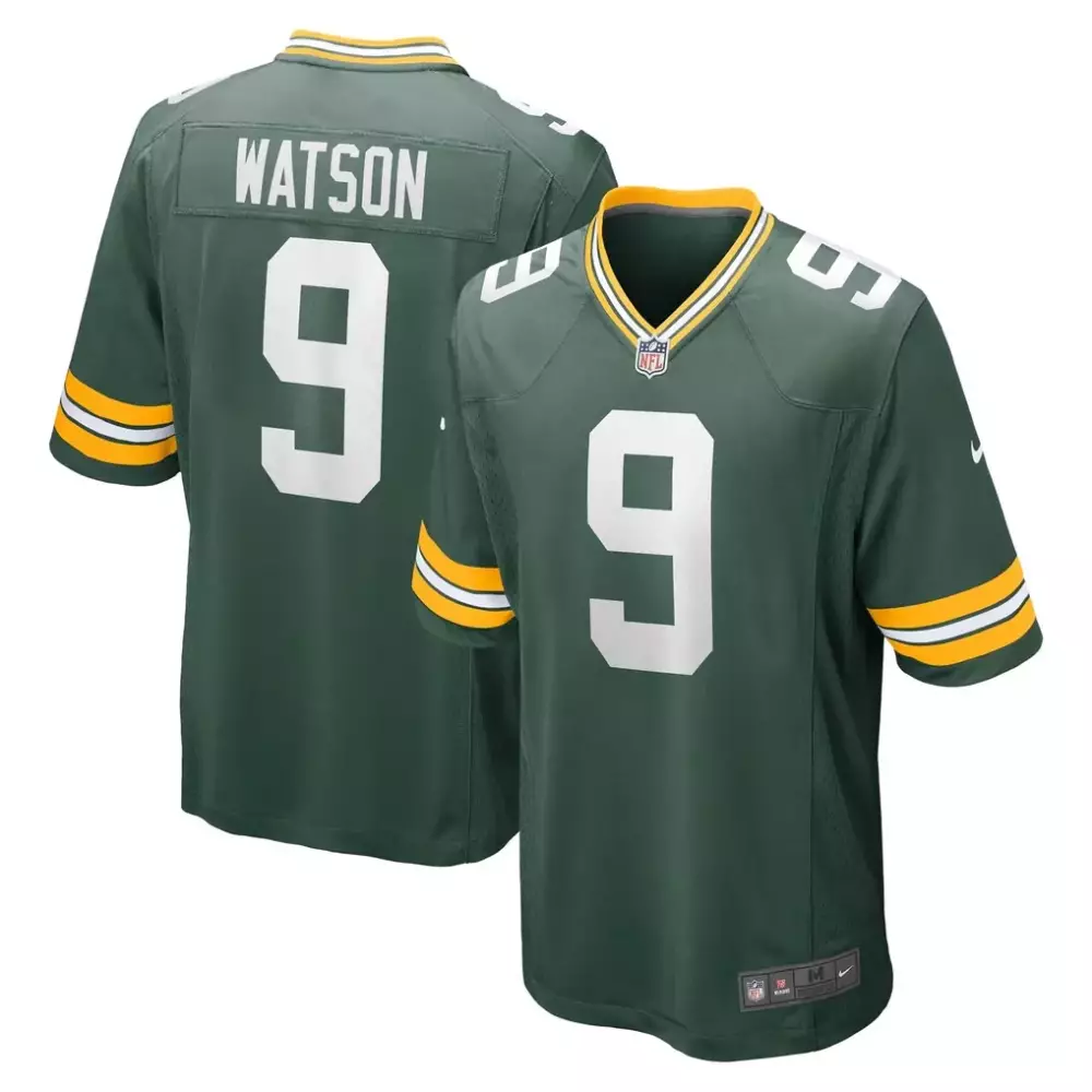 Christian Watson 9 Jersey Green Bay Packers Men White Yellow Game