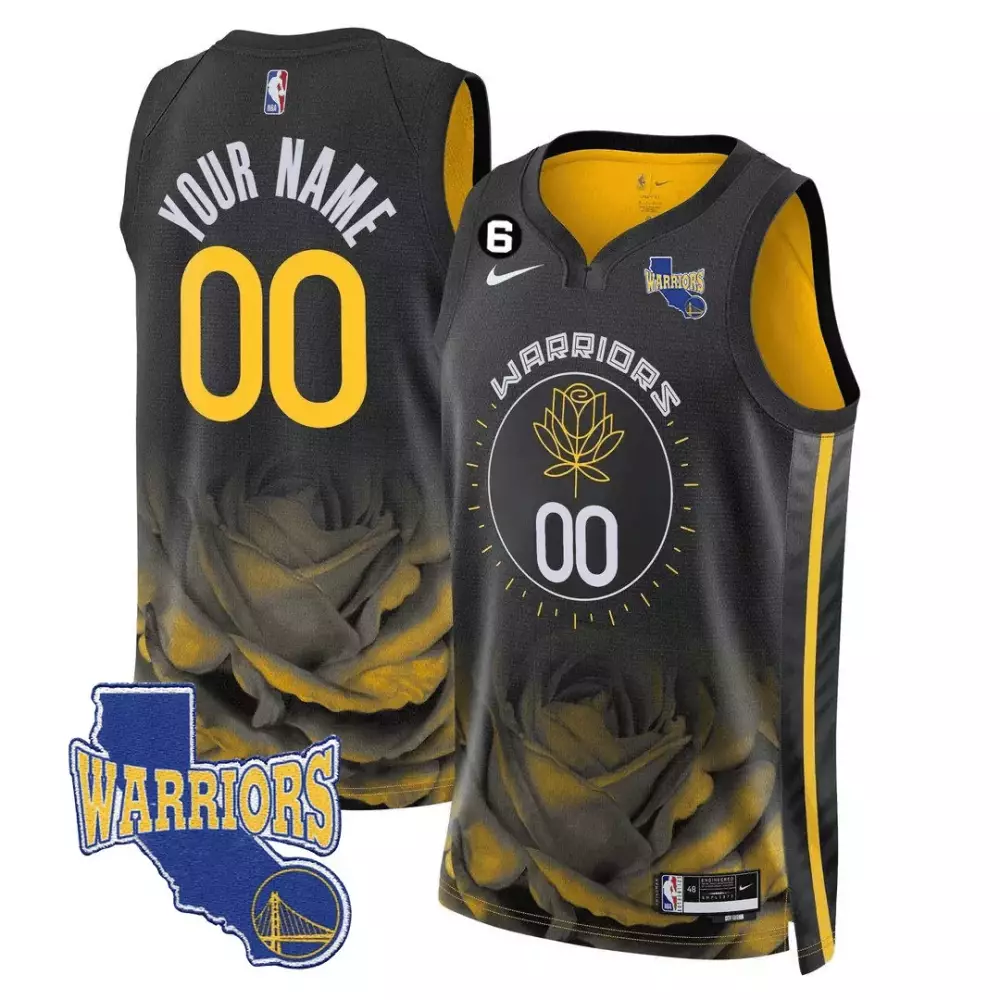 Custom Warriors Jersey Black Golden Rose California Men Yellow All Stitched