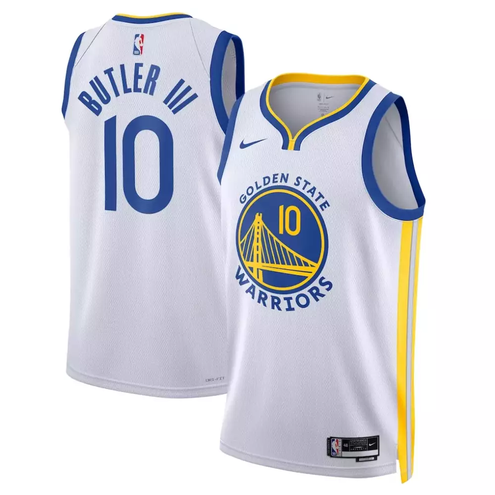 Jimmy Butler 10 Jersey White Golden State Warriors Men Blue Yellow Unisex Swingman