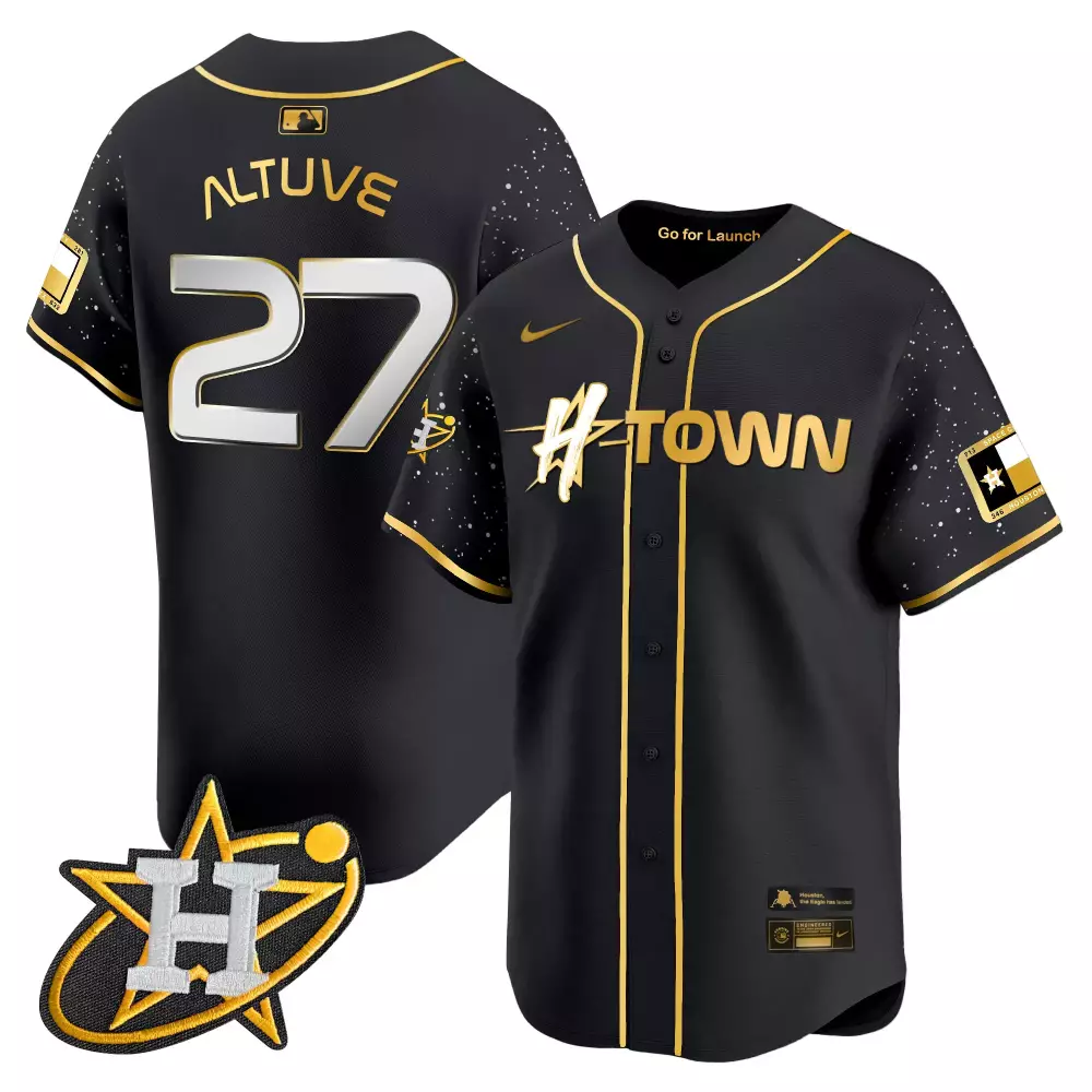Jose Altuve 27 Houston Astros Jersey Black City Connect Texas Flag Men Custom Design