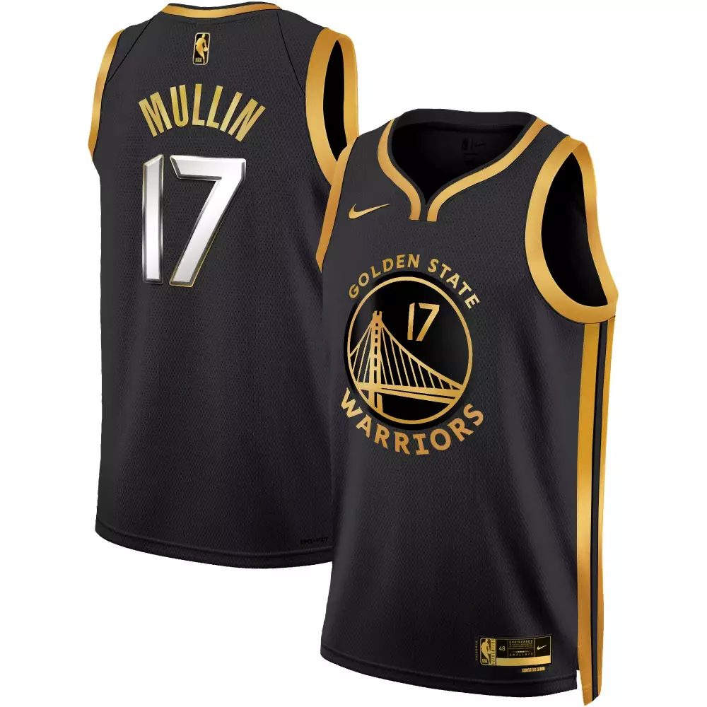 Chris Mullin 17 Jersey Black Golden State Warriors Men Standard Gold Swingman All