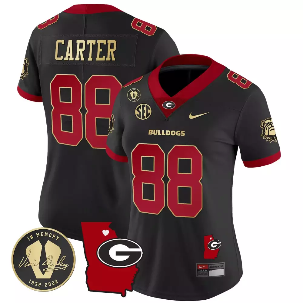 Jalen Carter 88 Georgia Bulldogs Jersey Black Vince Dooley Memorial 'g' 2022 Women