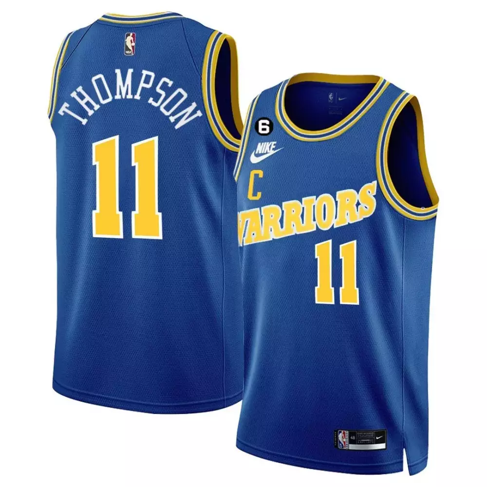 Klay Thompson 11 Warriors Jersey Blue Men Yellow White All Stitched Vapor