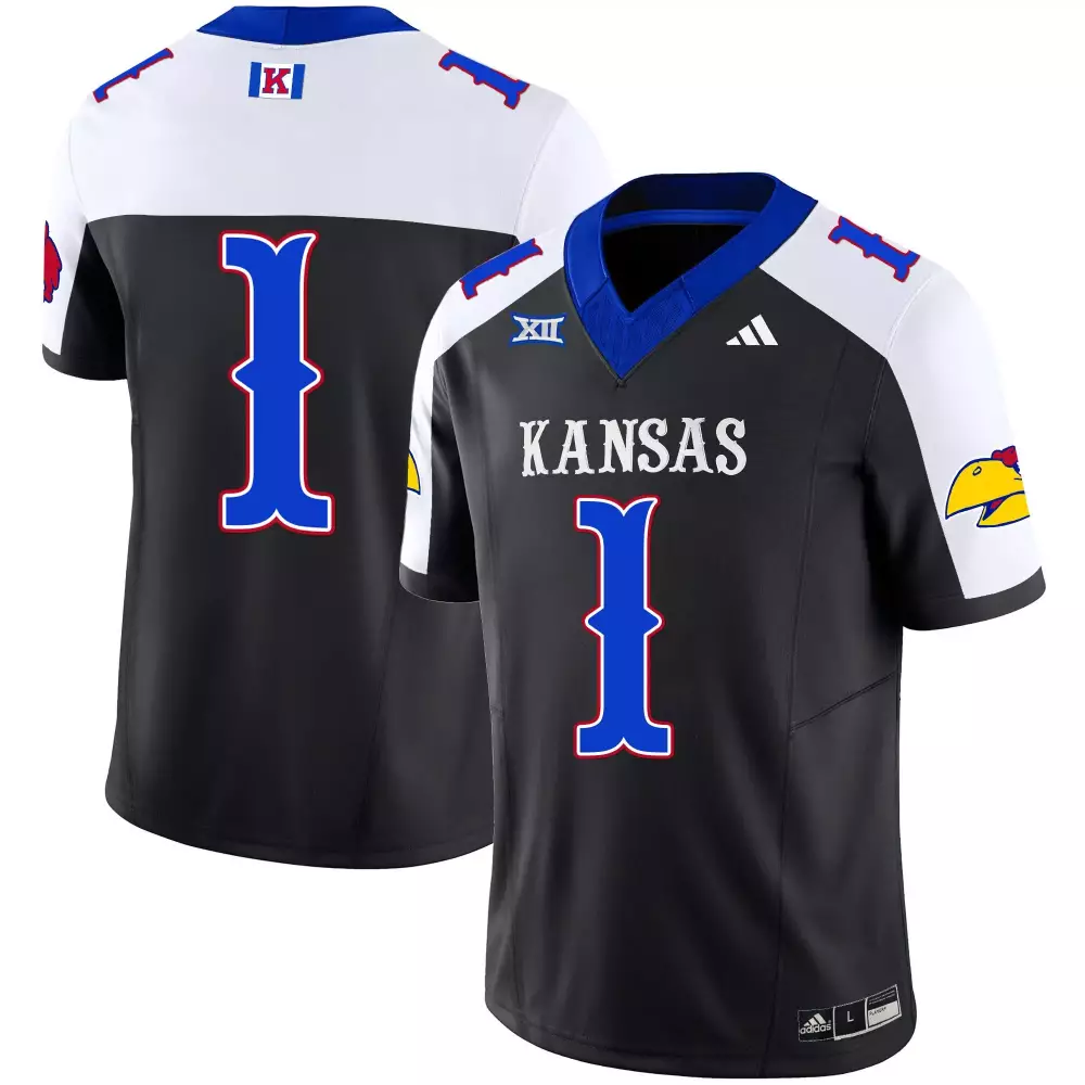 Unidentified 1 Kansas Jayhawks Jersey Black Rivalry Big Men Split Design White Blue