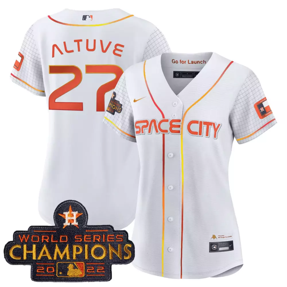 Altuve Space 27 Houston Astros Jersey White City World Series Champions 2022 Texas Flag