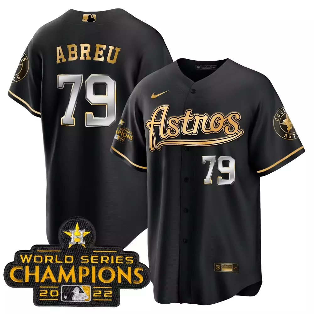 Bryan Abreu 79 Astros Jersey Black World Series Champions 2022 Men Gold Silver All