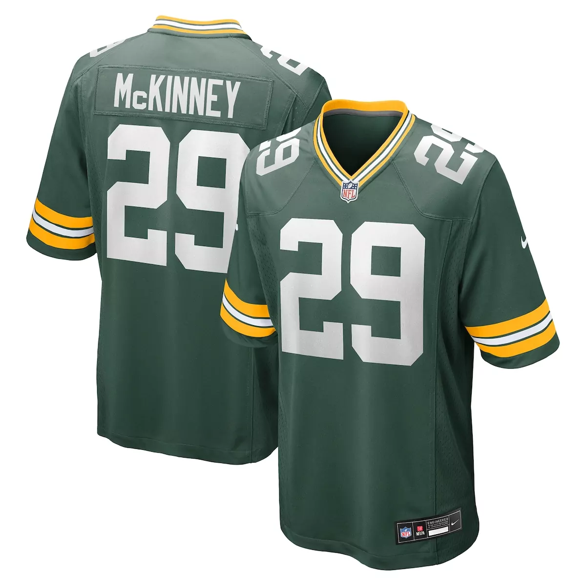 Xavier Mckinney 29 Jersey Green Bay Packers Men Replica White Yellow Game