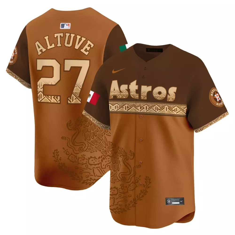 Jose Altuve 27 Astros Jersey Brown City Connect Mexico Flag Men MLB Custom Design