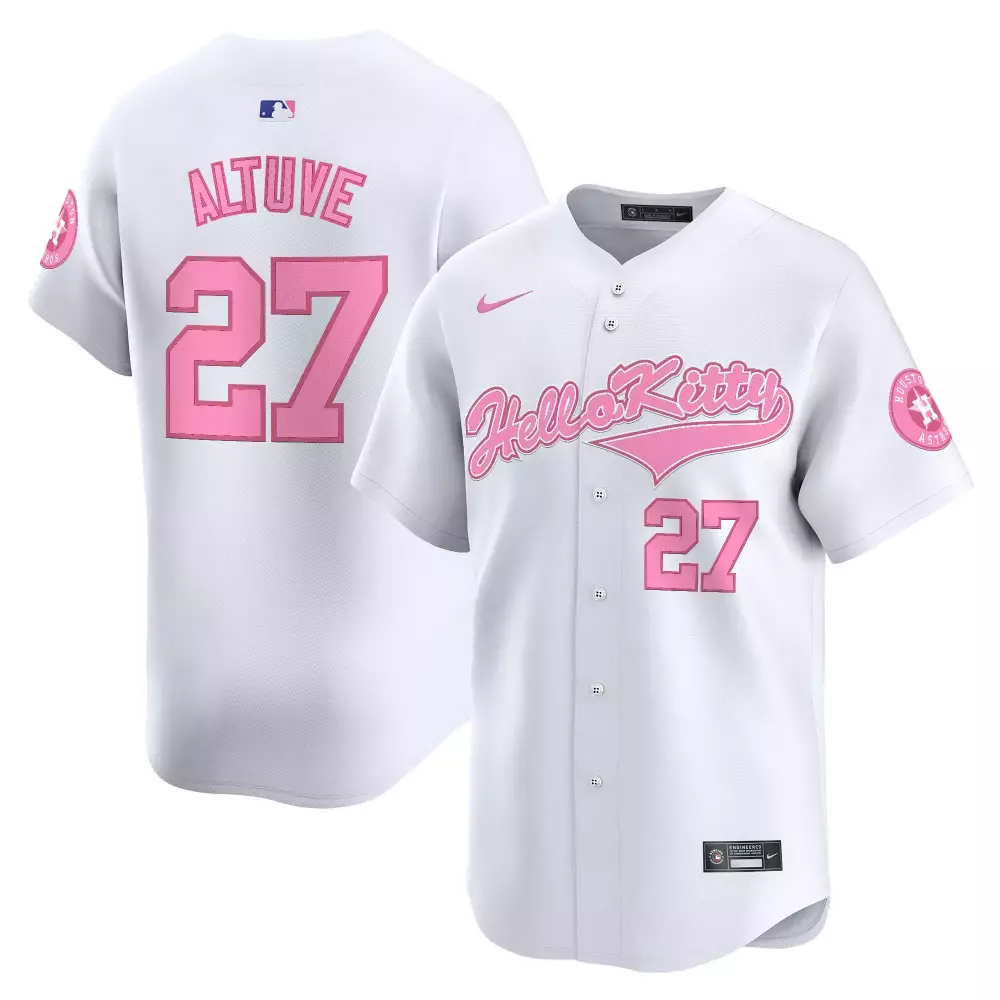 Altuve Hello 27 Houston Astros Jersey White Kitty Men Pink Vapor Limited