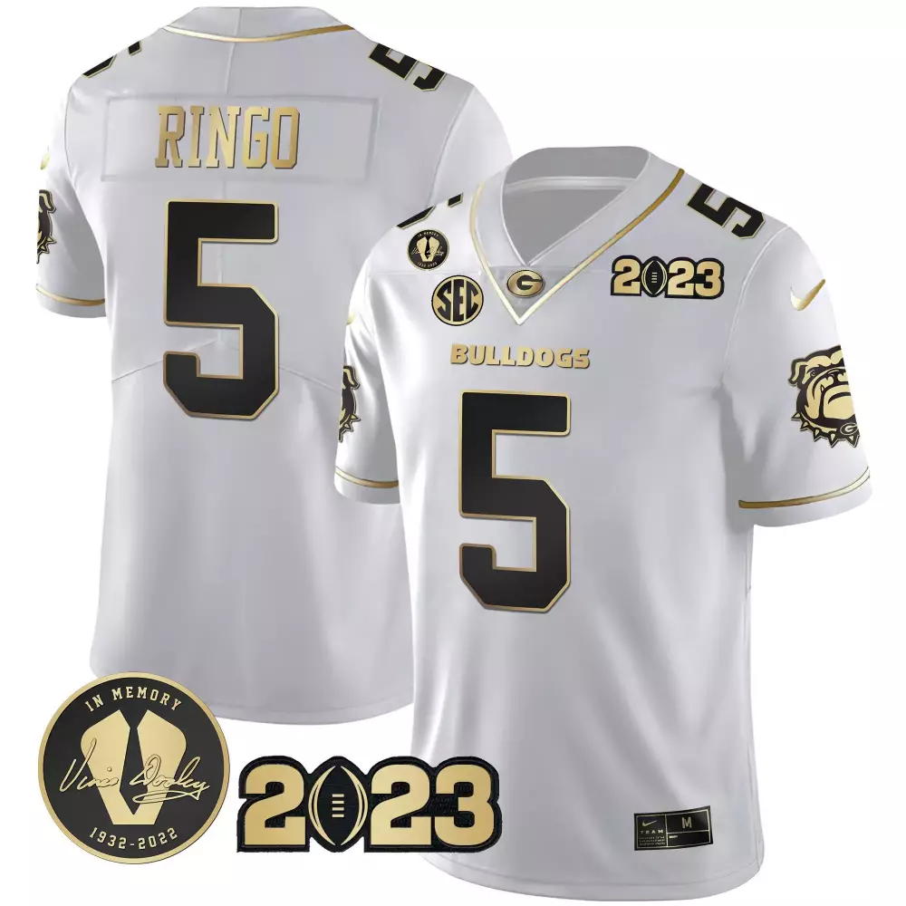 Kelee Ringo 5 Georgia Bulldogs Jersey White In Memory Vince Dooley 1932-2022 2023