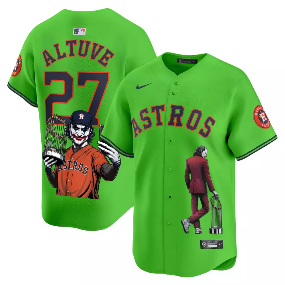 Jose Altuve 27 Astros Jersey Green Joker Men Navy Orange Stitched