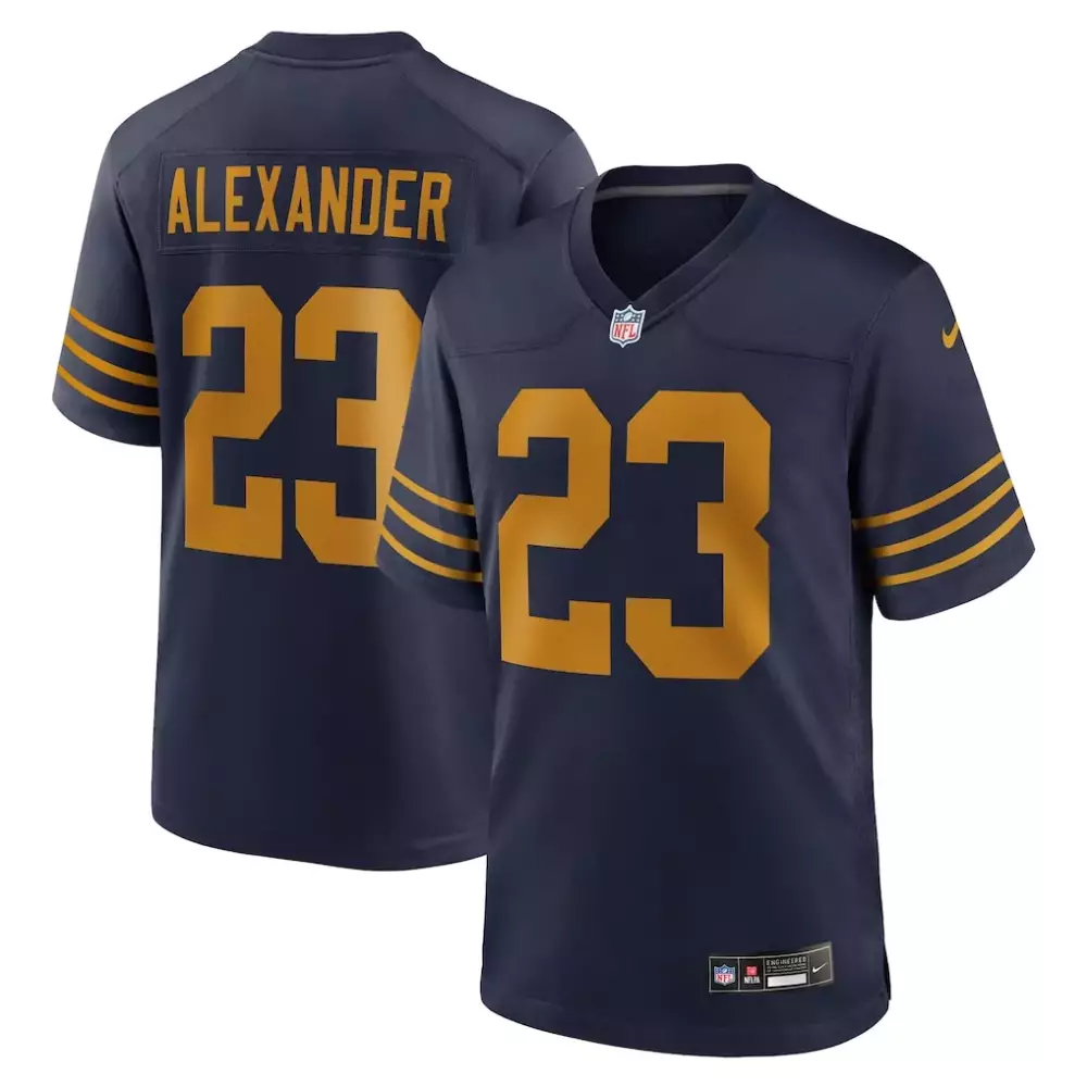 Jaire Alexander 23 Jersey Navy Standard Gold Alternate Game
