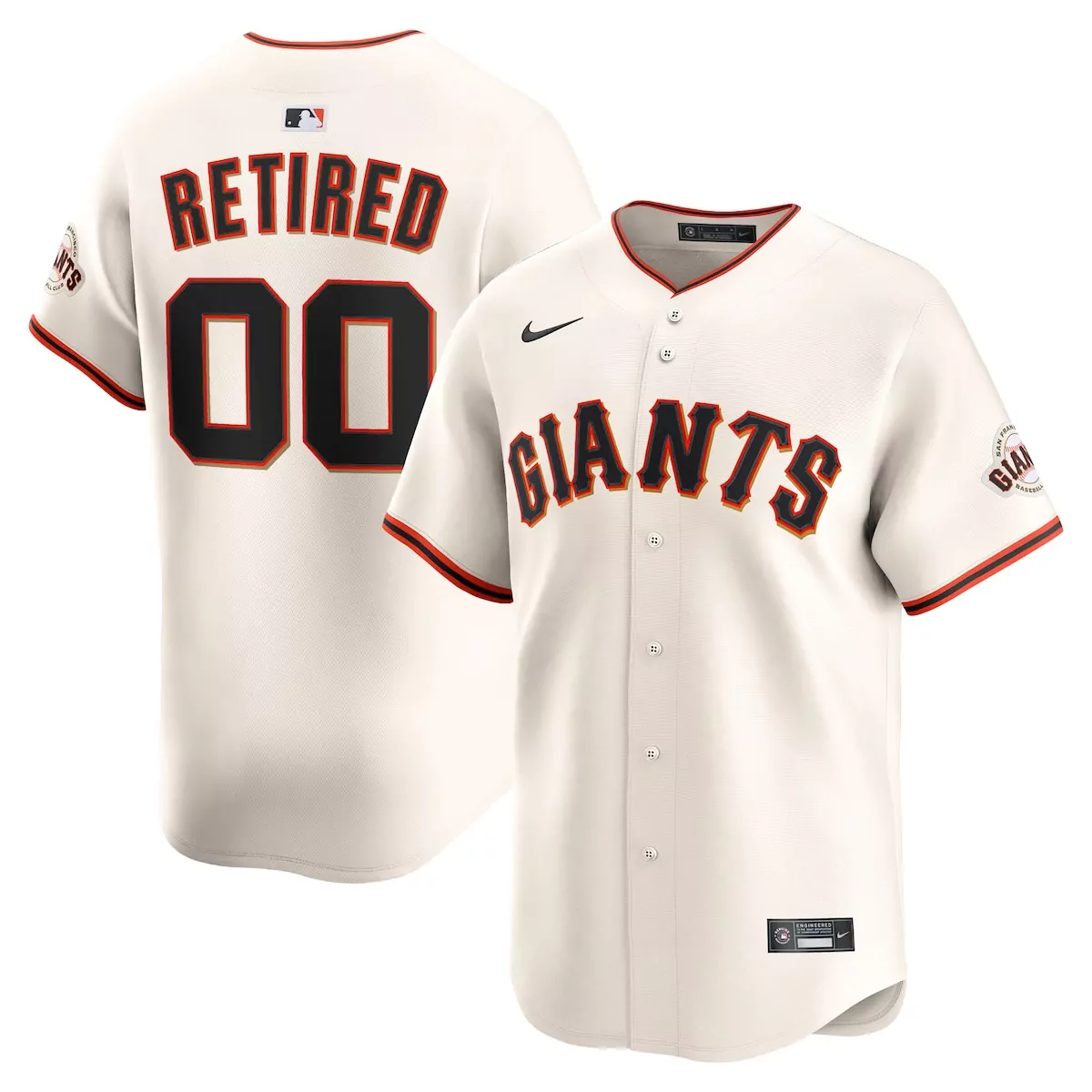 Retired Roster Jersey Cream San Francisco Giants Baseball Men Black Orange Home Limited