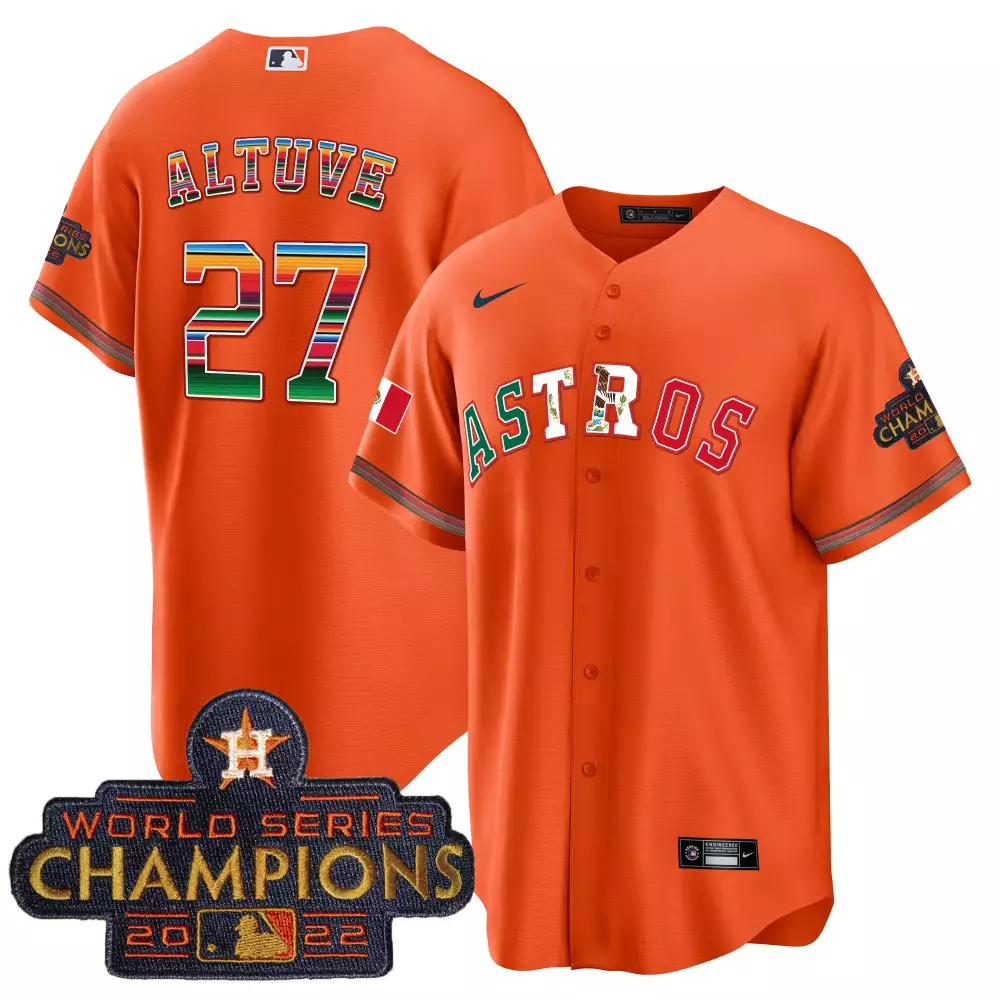 Jose Altuve 27 Astros Jersey Orange City Connect World Series Champions 2022 Men