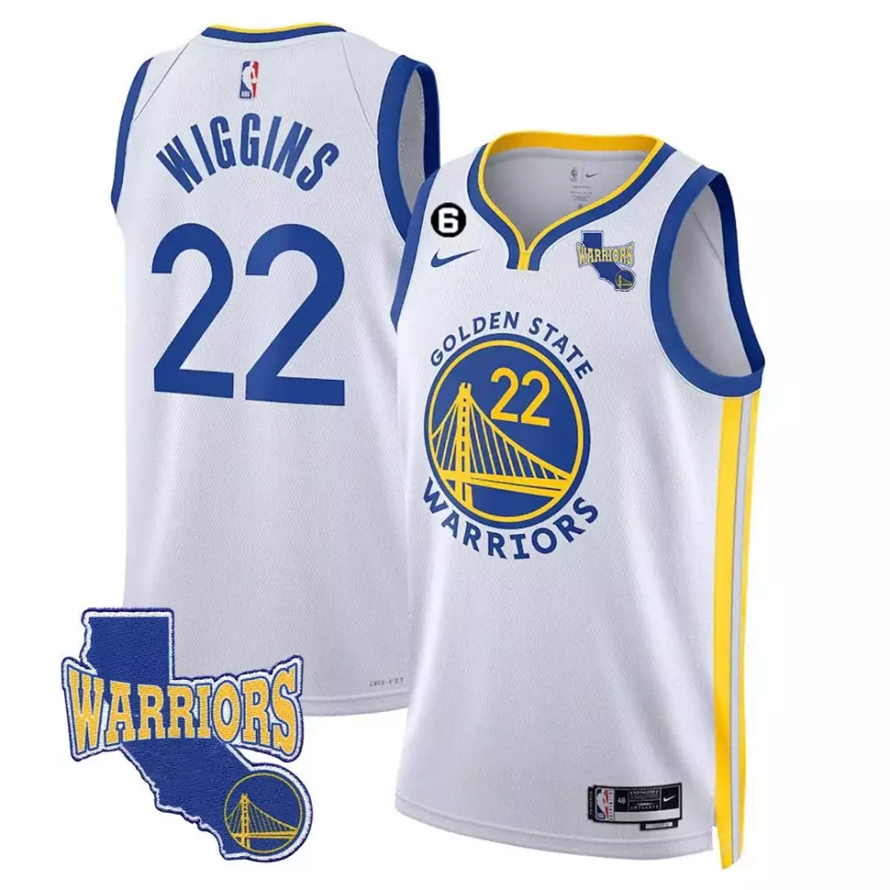 Andrew Wiggins 22 Jersey White Golden State Warriors California Men Blue Yellow All