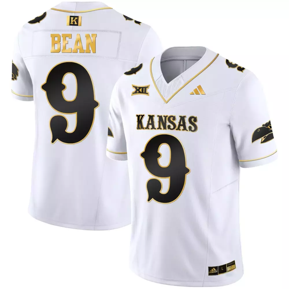 Jason Bean 9 Kansas Jayhawks Jersey White Big Xii Men Black Gold Vapor All Stitched