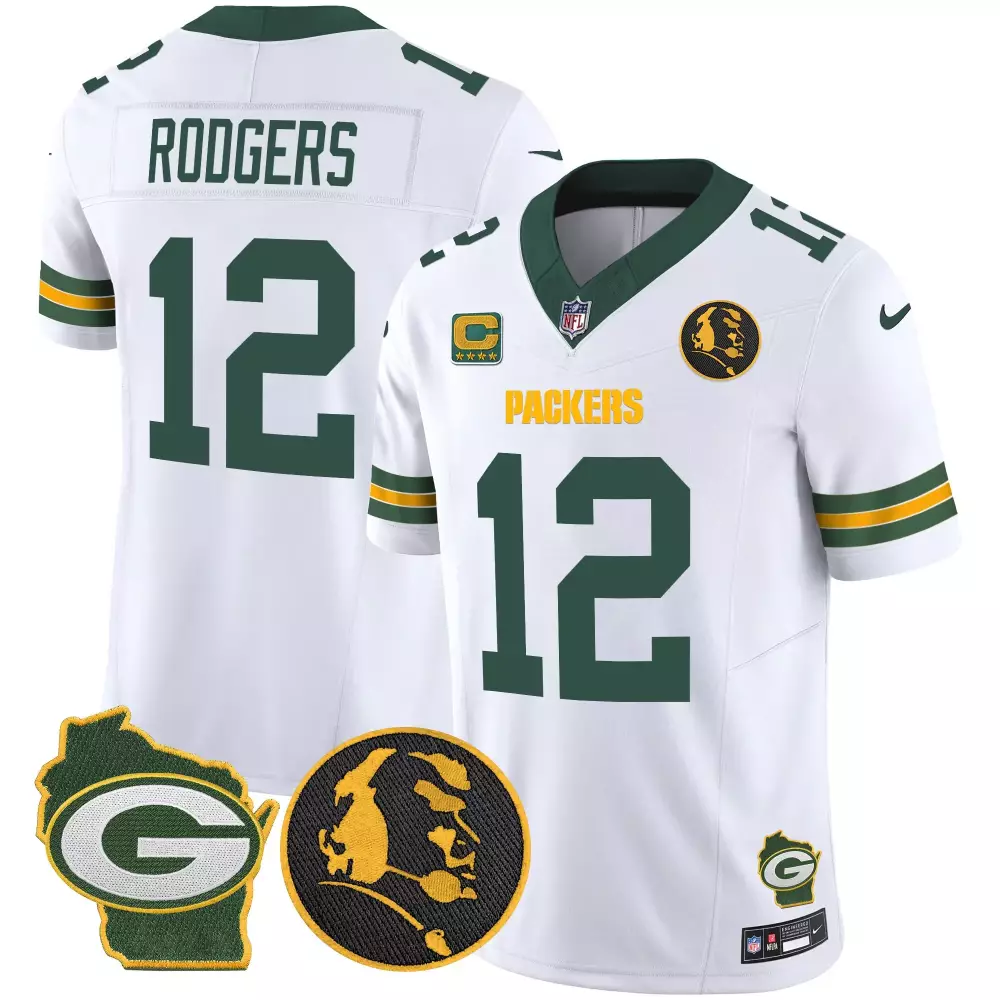 Rodgers 12 Packers Jersey White Wisconsin Coach Men Green Yellow Home Vapor Limited