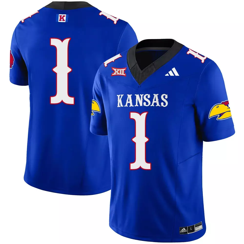 Jayhawks 1 Kansas Jersey Blue Adidas Big Men White Red Yellow Black Stitched