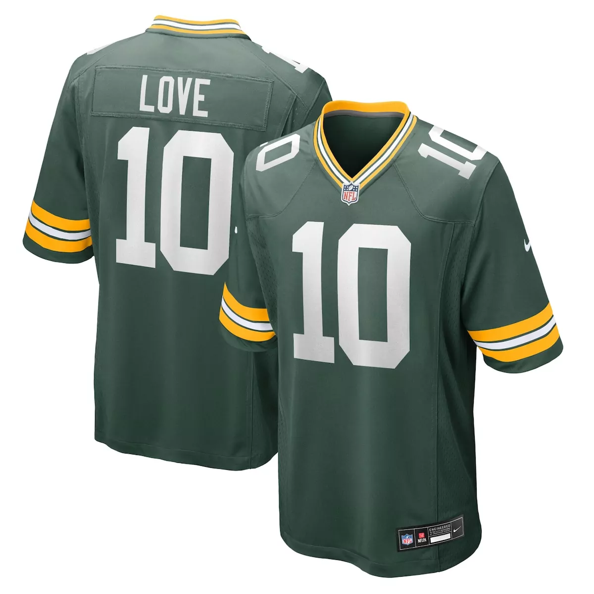 Jordan Love 10 Green Bay Packers Jersey Men On-field Yellow White Game