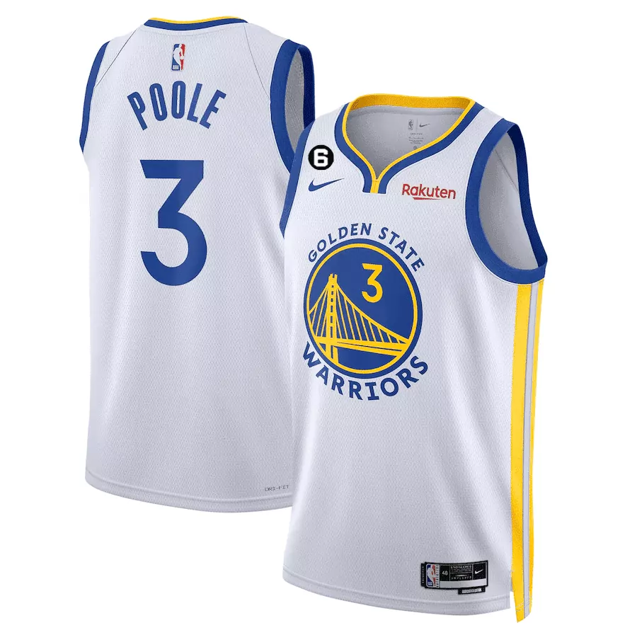 Jordan Poole 3 Jersey White Golden State Warriors Rakuten Men Blue Yellow All Stitched